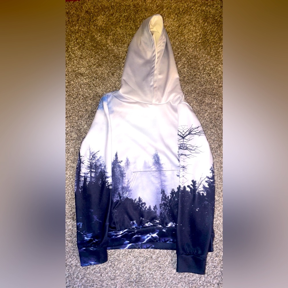 A large Hoodie/sweatshirt! 92% polyester 8% spandex.